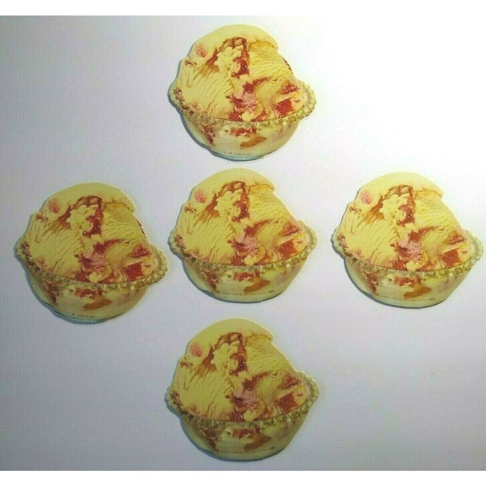 Diner Ice Cream Strawberry Swirl Dessert Thick Diecut Paper 1950s Lot 5 Schmidt